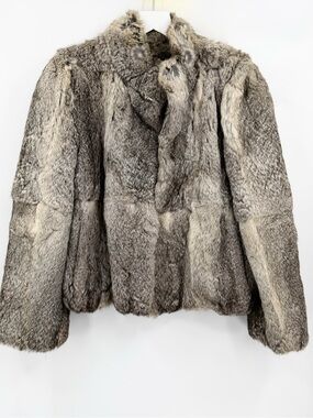 Vintage Split End Ltd 100% Rabbit Fur Jacket Lined Tan Hong Kong Size Medium